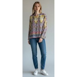Love Kyla Womens XS Paisley Floral Top Multi-Color Boho Cottagecore festival